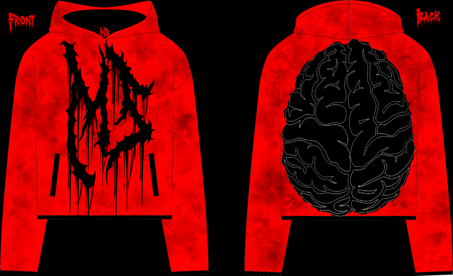 MS Red & Black No Hem Hoodie