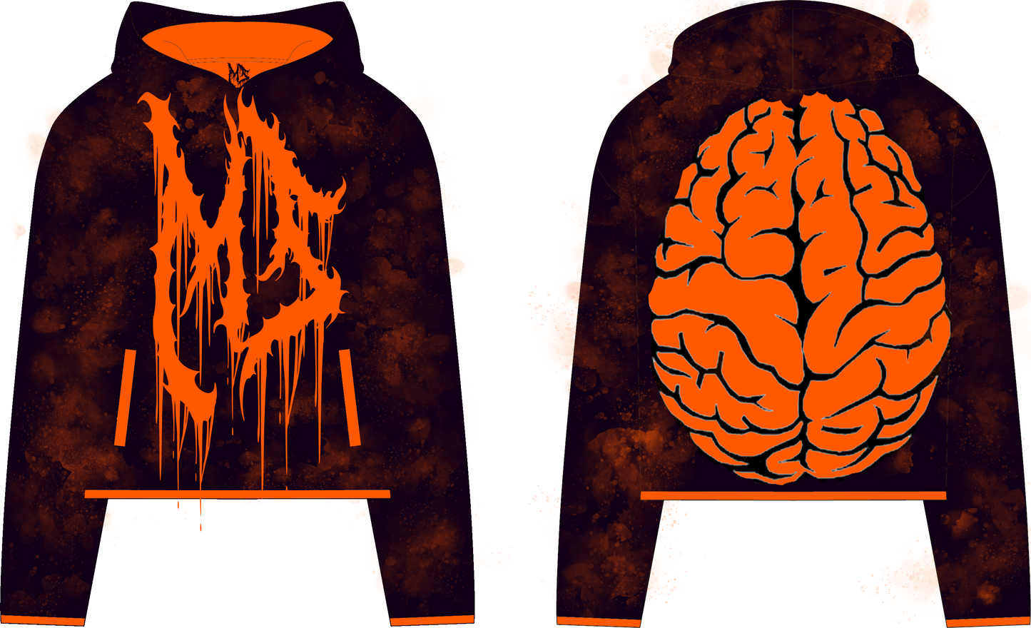 MS Navy Blue & Orange No Hem Hoodie